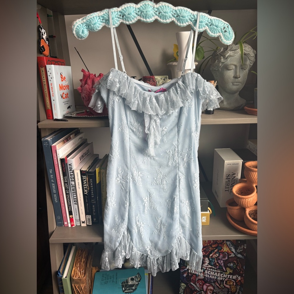 Edikted Brand New with Tags Baby Blue Lace Mini Dress Size Small